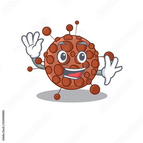 A charismatic neisseria mascot design concept smiling and waving hand