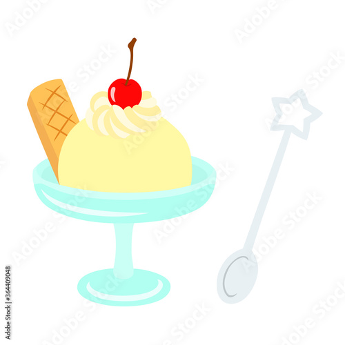アイスクリームのイラスト　スプーン付