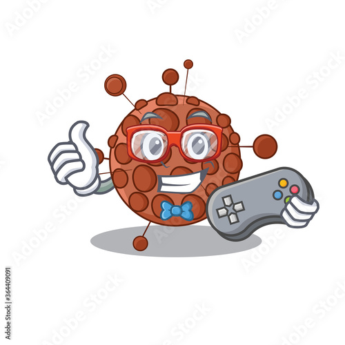 Cartoon Mascot design of neisseria gamer using controller
