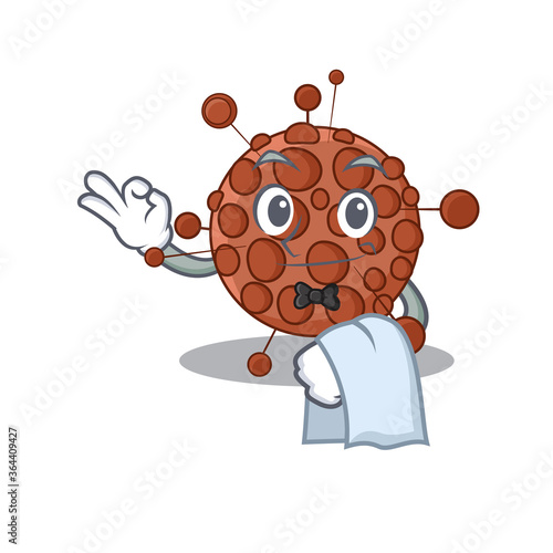 A Caricature design style of neisseria as a waiter with a white napkin