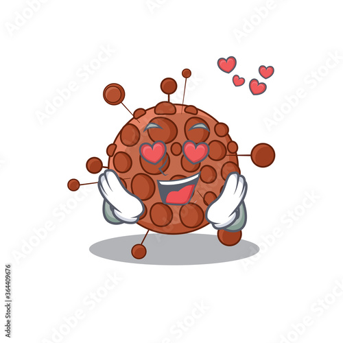 A passionate neisseria cartoon mascot concept has a falling in love eyes