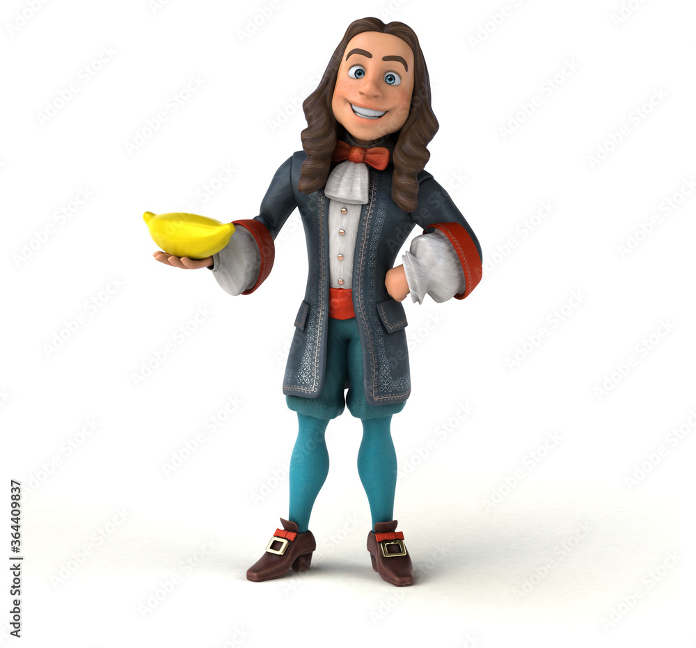 3D Illustration of a cartoon man in historical baroque costume 3D Illustration of a cartoon man in historical baroque costume