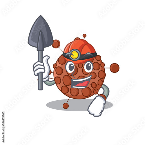 Neisseria cartoon image design as a miner with tool and helmet