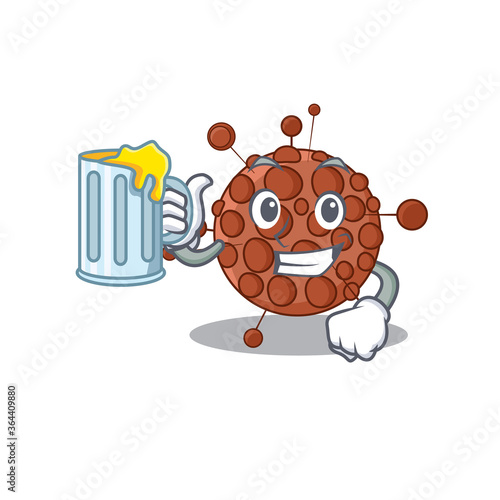 A cartoon concept of neisseria toast with a glass of beer