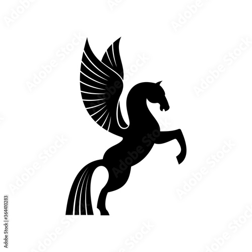 Mythical pegasus isolated winged horse. Vector heraldic animal  heraldry emblem  flying stallion