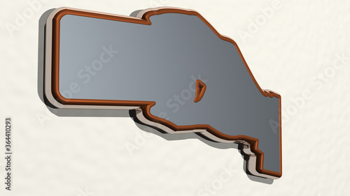 family love made by 3D illustration of a shiny metallic sculpture on a wall with light background. child and happy