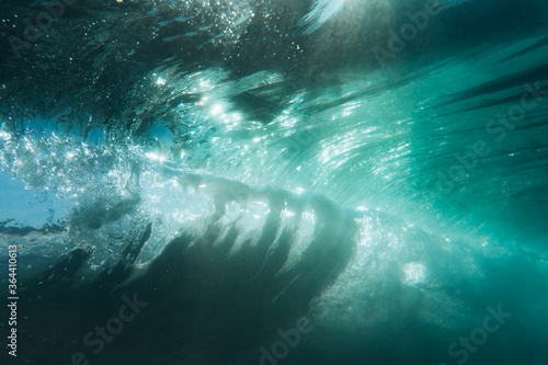 Fototapeta Naklejka Na Ścianę i Meble -  Clear Ocean Underwater Waves Breaking
