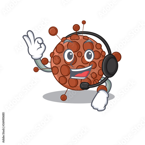Neisseria caricature cartoon character concept wearing headphone