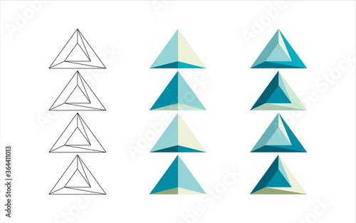 Polygonal  flat and contour arrows set isolated on a white background.