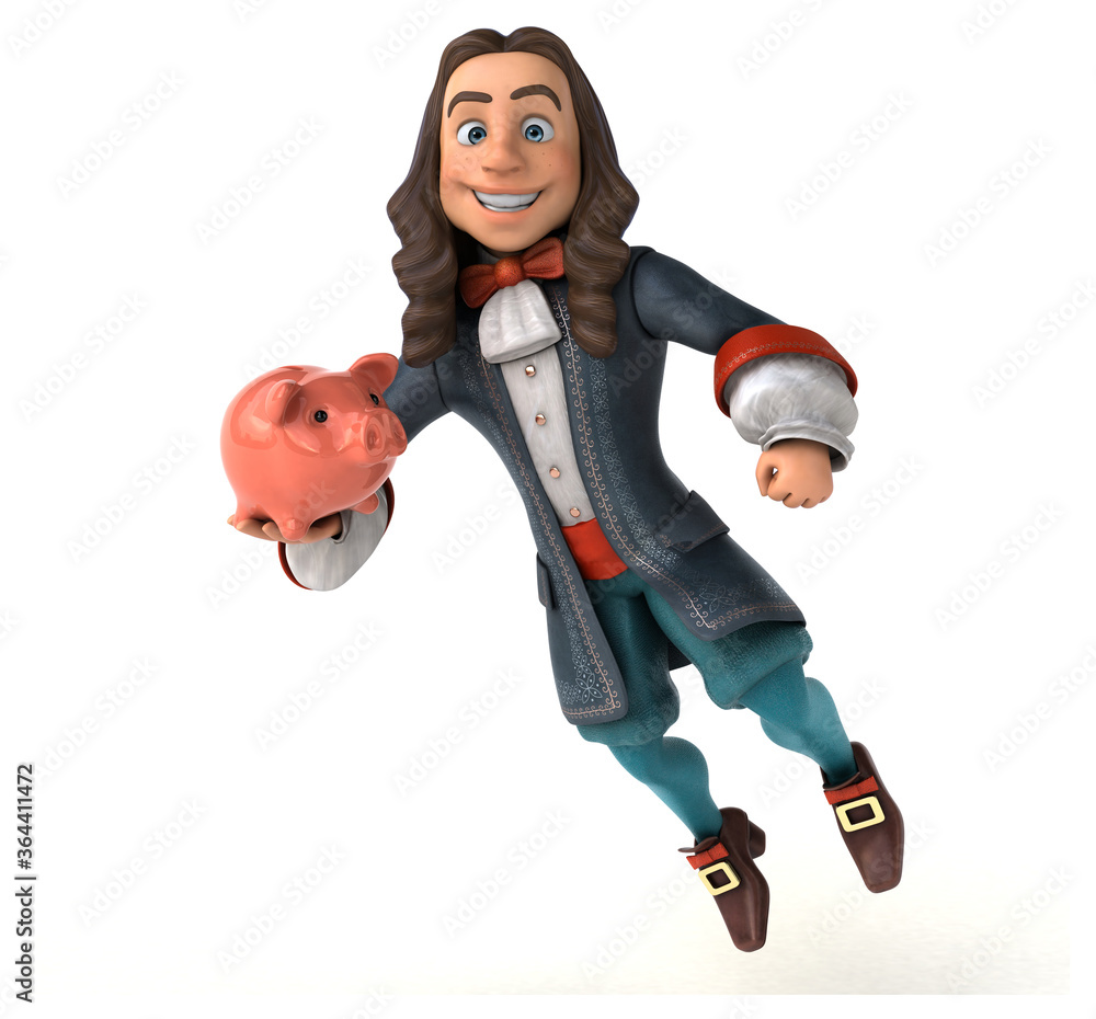3D Illustration of a cartoon man in historical baroque costume 3D Illustration of a cartoon man in historical baroque costume