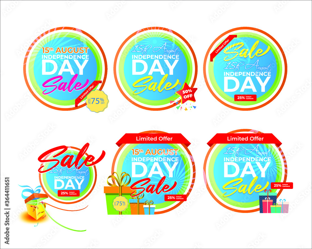 VECTOR ILLUSTRATION FOR 15 AUGUST OFFER LABEL-INDIAN INDEPENDENCE DAY
