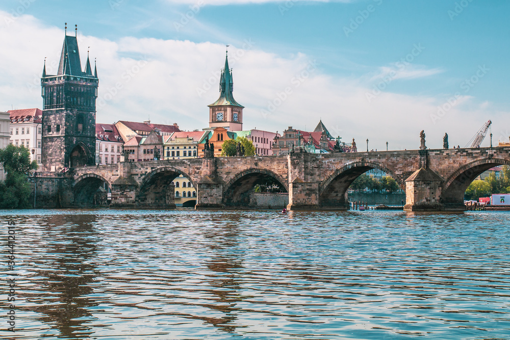 Scenic view of historical center Prague, Charles bridge, and buildings of the old town, Prague. is the capital and largest city in the Czech Republic, the 13th largest city in the European Union.
