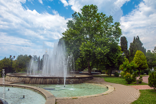 Cascading fountain in the Central square of the city. A favorite place for walking among the citizens.