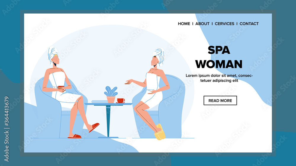Spa Woman Relaxing After Hygiene Procedure Vector Spa Woman Relaxing After Hygiene Procedure Vector