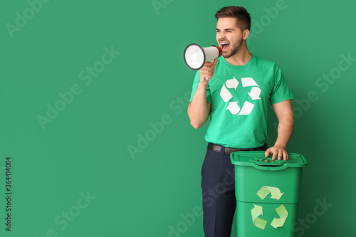 Man in t-shirt with recycli...