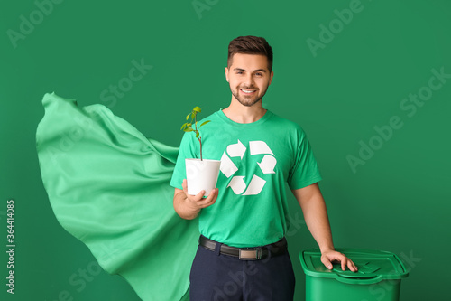Man dressed as eco superher...