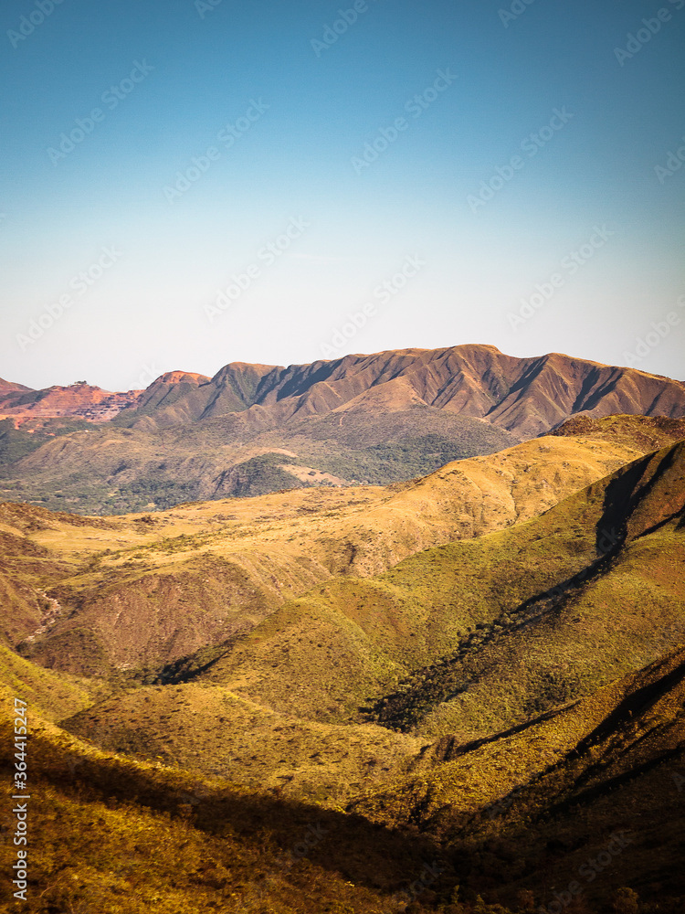 Minas Gerais Landscape.. Mining activity. Conservation landscape photography. Different levels of mountains and valleys. Great weather on mountain landscape.
