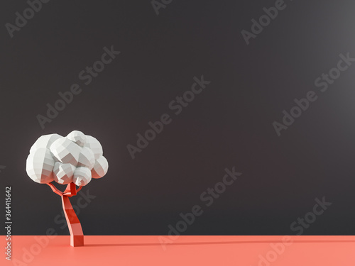 3d render of dry trees skeletons in red dune. Africa Namibia travel. Ecology global warming 