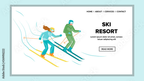 Ski Resort Extreme Sport Seasonal Vacation Vector