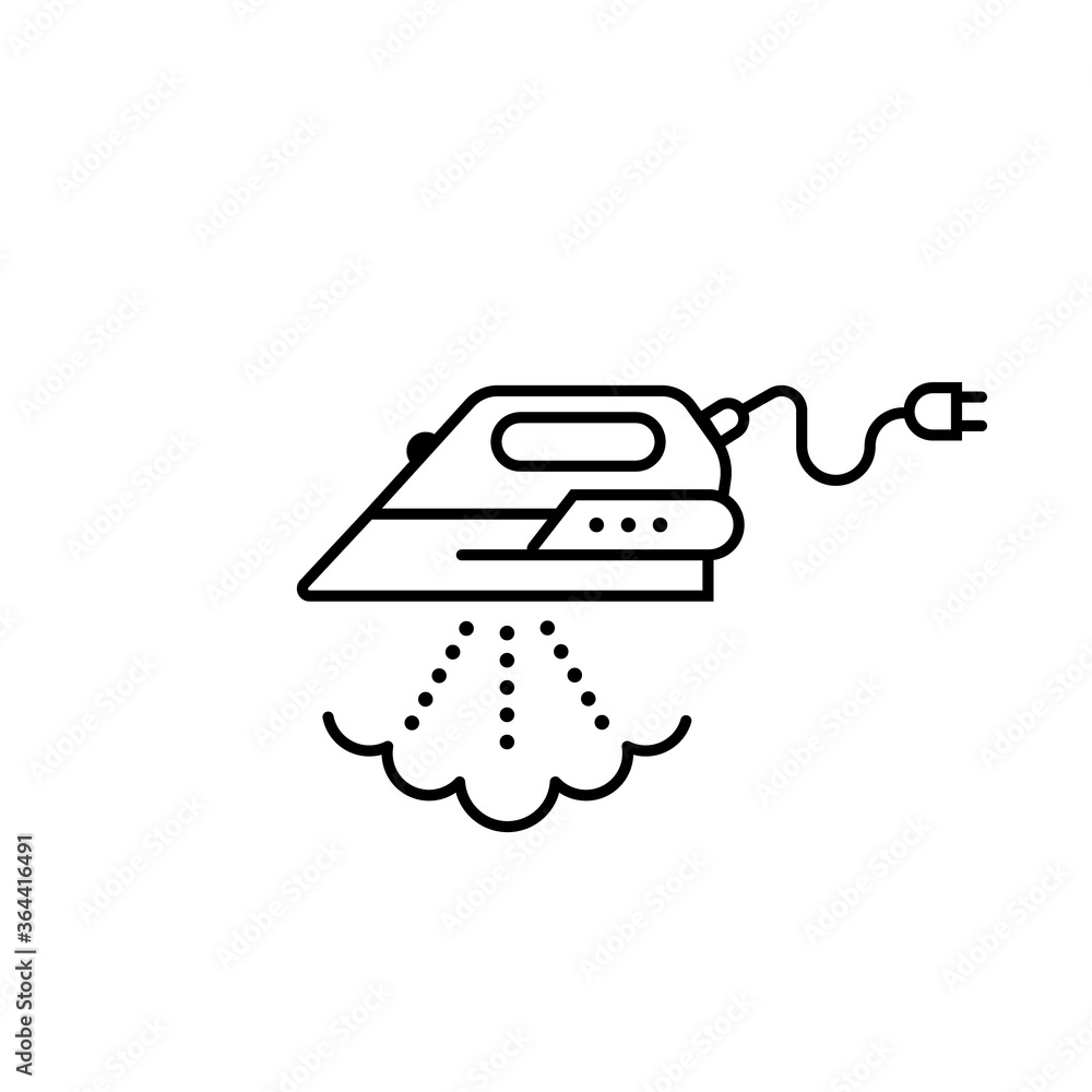 Iron with steam line and glyph icon. Iron with steam line and glyph icon.