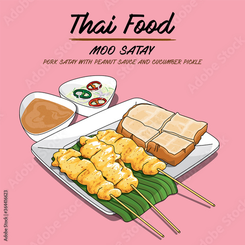 Vector illustration of Thai Pork Satay