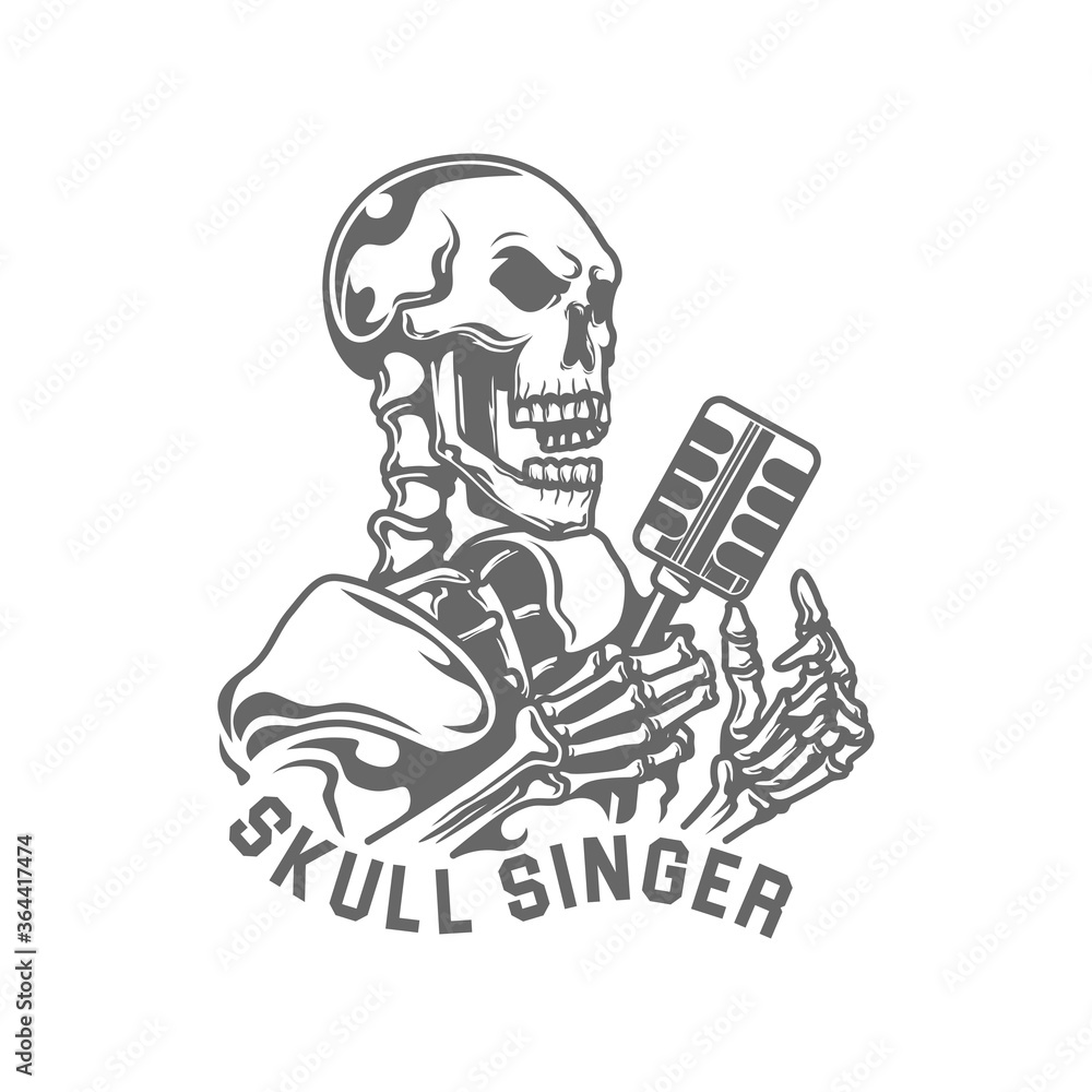 Skull and Microphones jazz singer vector illustration Skull and Microphones jazz singer vector illustration