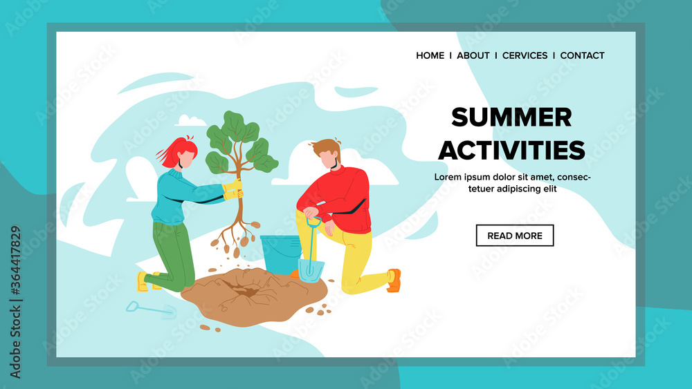 Summer Activities In Garden Or Public Park Vector