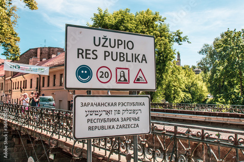 Obraz na płótnie Vilnius Uzupis Republic with his rules. One of the most popular sightseeing place in Lithuania. w salonie