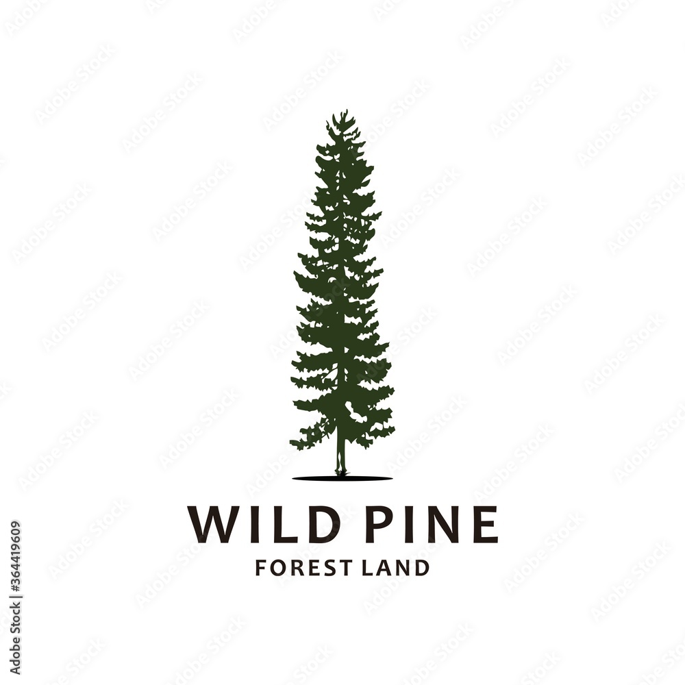Hand drawn inspirational label with pine trees Hand drawn inspirational label with pine trees