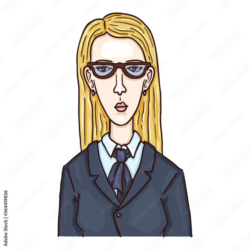 Vector Cartoon Character - Woman in Eyeglasses and Suit. Vector Cartoon Character - Woman in Eyeglasses and Suit.
