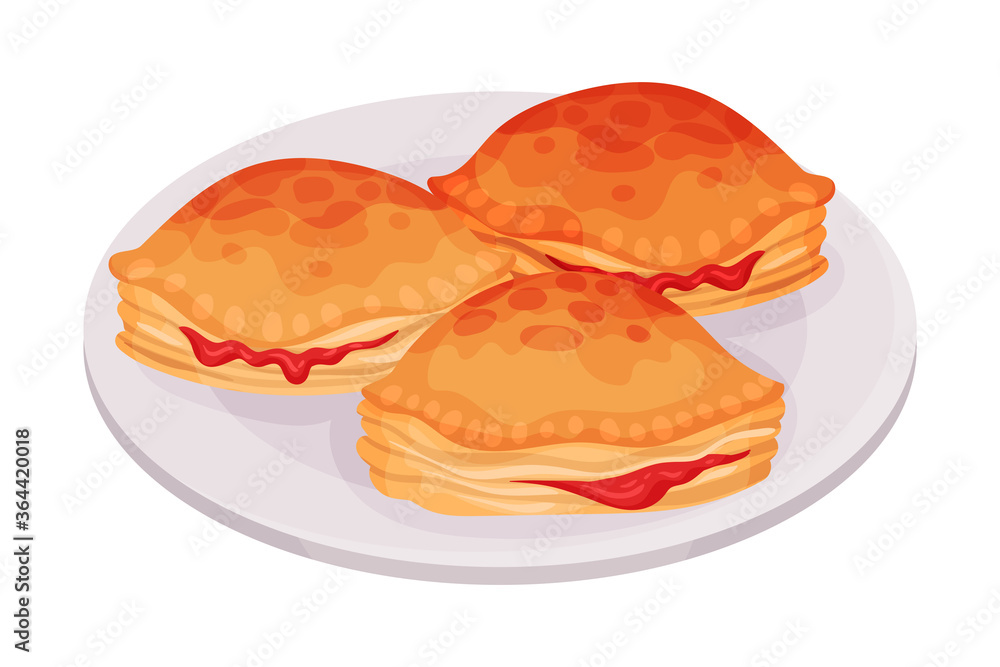 Baked Puff Paste with Sweet Filling as Cuban Dessert Vector Illustration Baked Puff Paste with Sweet Filling as Cuban Dessert Vector Illustration