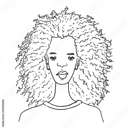 Vector Outline Character - African American Woman.