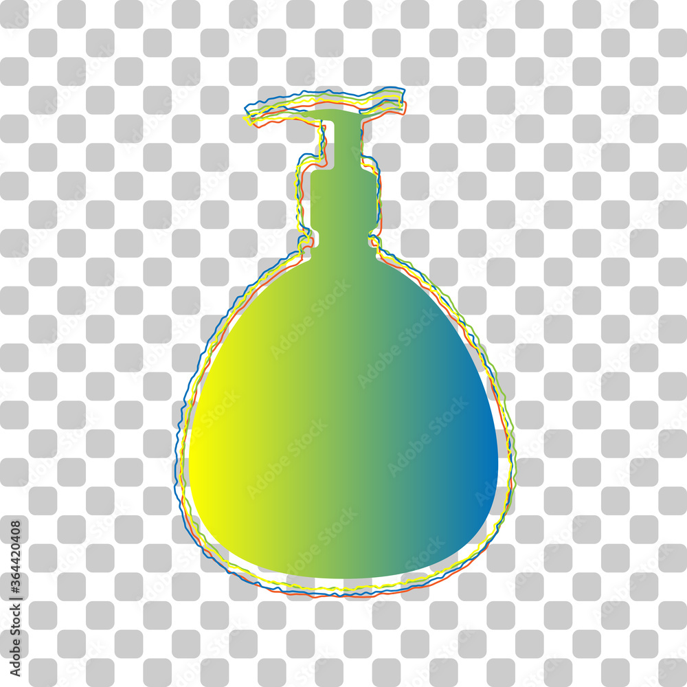 Gel, Foam, Liquid Soap. Dispenser Pump Plastic Bottle. Blue to green gradient Icon with Four Roughen Contours on stylish transparent Background. Illustration. Gel, Foam, Liquid Soap. Dispenser Pump Plastic Bottle. Blue to green gradient Icon with Four Roughen Contours on stylish transparent Background. Illustration.