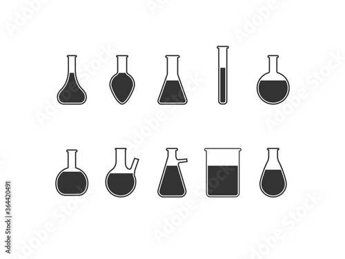 Flask, laboratory icon. Vector illustration, flat design.