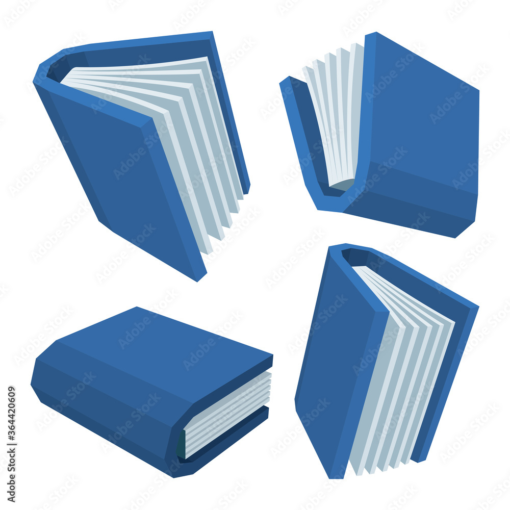 Books. Isometric cartoon style books illustrations in different view angles. Part of set. Books. Isometric cartoon style books illustrations in different view angles. Part of set.