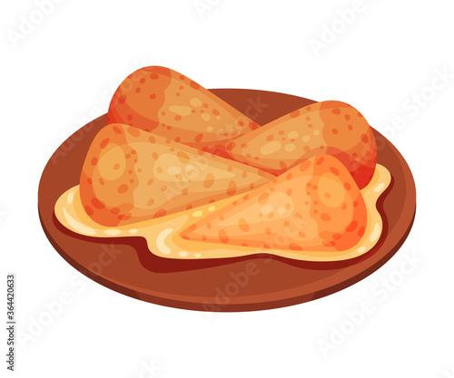 Deep Fried Pastry with Savory Stuffing as Cuban Dish Vector Illustration