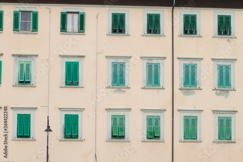 Houses in Livorno on the Ligurian Sea on the western coast of Tuscany, Italy