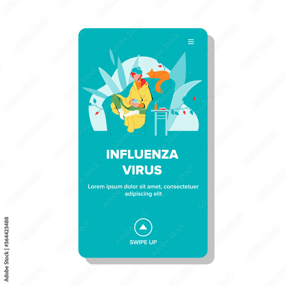 Influenza Virus Woman Sitting In Chair Vector Influenza Virus Woman Sitting In Chair Vector