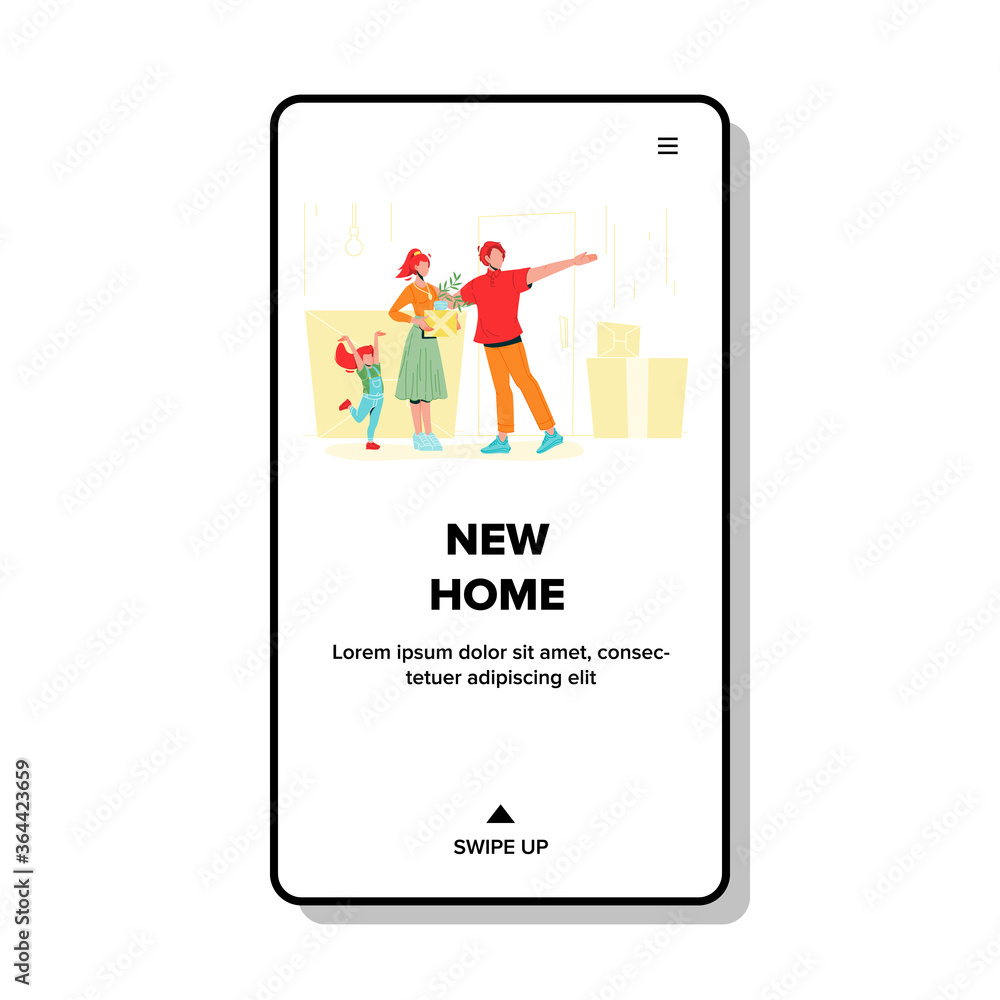 New Home Apartment Settling Young Family Vector New Home Apartment Settling Young Family Vector