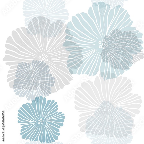 Light Blue  Green vector seamless abstract backdrop with flowers. Colorful illustration with flowers in doodle style. Design for wallpaper  fabric makers.