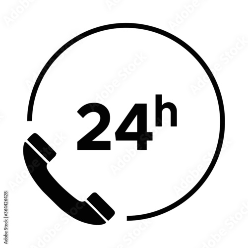 24 hour phone service vector icon - isolated on white background