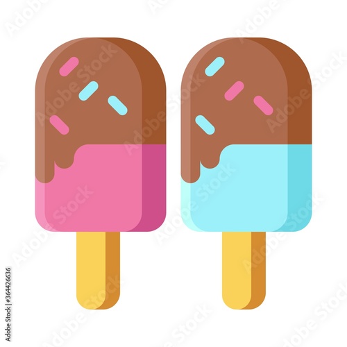 birthday or new born baby related kulfi or ice cream toping with chocolate vectors in flat style,