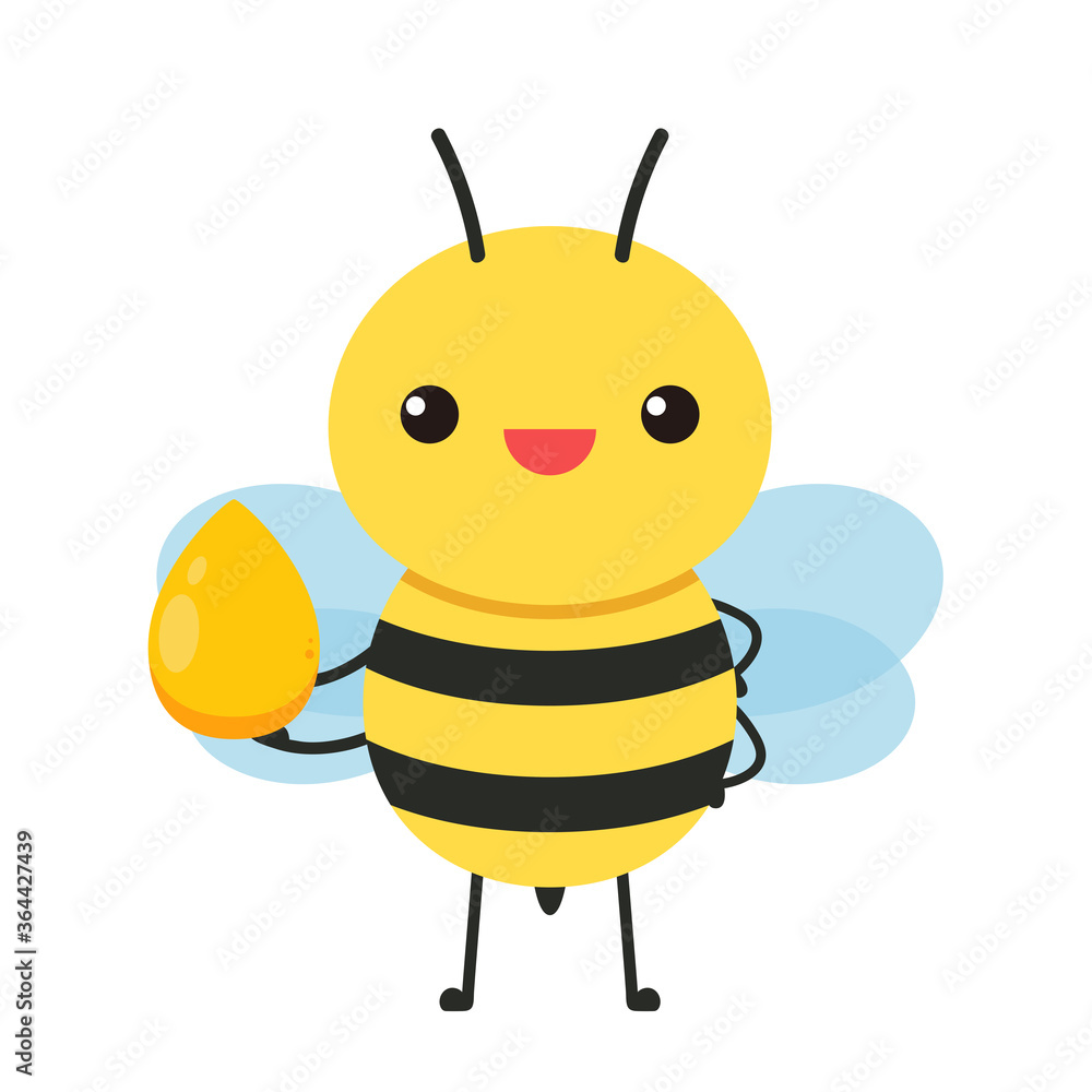 Bee character design. bee cartoon on a white background. honey drop vector. Bee character design. bee cartoon on a white background. honey drop vector.