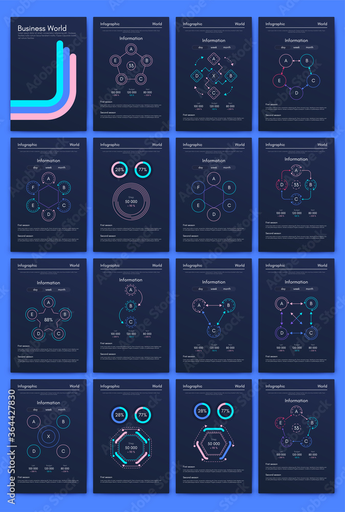 Modern infographic vector elements for business brochures. Use in website, corporate brochure, advertising and marketing. Pie charts, line graphs, bar graphs and timelines. Modern infographic vector elements for business brochures. Use in website, corporate brochure, advertising and marketing. Pie charts, line graphs, bar graphs and timelines.