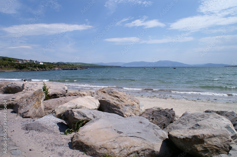 Beach with big rocks in Ireland