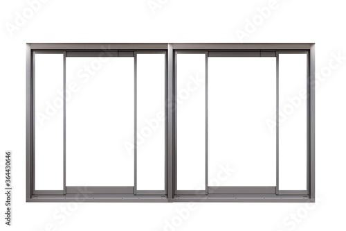 Silver Black aluminium window frame isolated on white background
