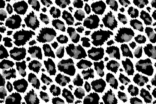 Trendy leopard pattern background. Hand drawn fashionable wild animal cheetah skin black white texture for fashion print design, banner, cover, wallpaper. Vector illustration