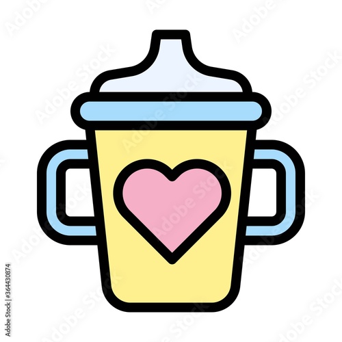 baby shower related heart on baby milk bottle or fedding bottle vector with editable stroke,
