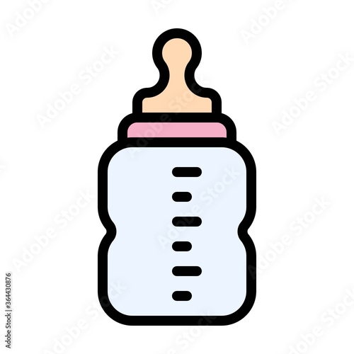 baby shower related baby milk fedder for baby feeding with nipple or pacifier vector with editable stroke,