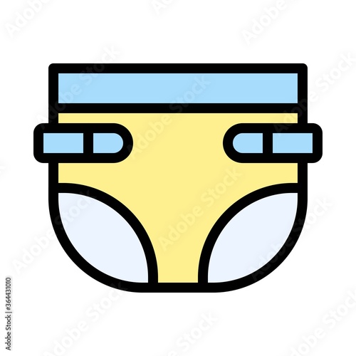 baby shower related cute small baby pamper with strips vector with editable stroke,